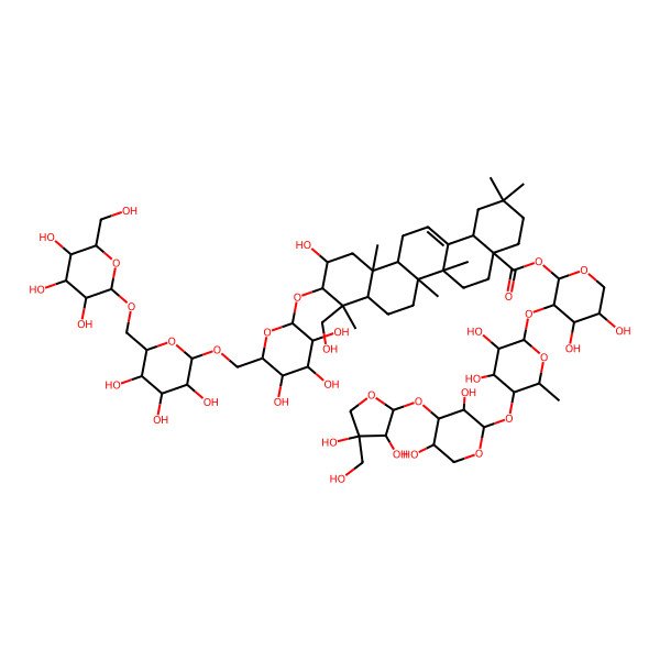 2D Structure of [(2S,3R,4S,5S)-3-[(2S,3R,4S,5R,6S)-5-[(2S,3R,4S,5R)-4-[(2S,3R,4R)-3,4-dihydroxy-4-(hydroxymethyl)oxolan-2-yl]oxy-3,5-dihydroxyoxan-2-yl]oxy-3,4-dihydroxy-6-methyloxan-2-yl]oxy-4,5-dihydroxyoxan-2-yl] (4aS,6aR,6aS,6bR,8aR,9R,10R,11S,12aR,14bS)-11-hydroxy-9-(hydroxymethyl)-2,2,6a,6b,9,12a-hexamethyl-10-[(2R,3R,4S,5S,6R)-3,4,5-trihydroxy-6-[[(2R,3R,4S,5S,6R)-3,4,5-trihydroxy-6-[[(2R,3R,4S,5S,6R)-3,4,5-trihydroxy-6-(hydroxymethyl)oxan-2-yl]oxymethyl]oxan-2-yl]oxymethyl]oxan-2-yl]oxy-1,3,4,5,6,6a,7,8,8a,10,11,12,13,14b-tetradecahydropicene-4a-carboxylate