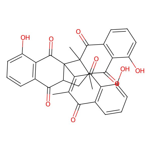 2D Structure of (1R,11R,13R)-5,16-dihydroxy-2-(8-hydroxy-3-methyl-1,4-dioxonaphthalen-2-yl)-1,13-dimethylpentacyclo[11.8.0.02,11.04,9.015,20]henicosa-4(9),5,7,15(20),16,18-hexaene-3,10,14,21-tetrone