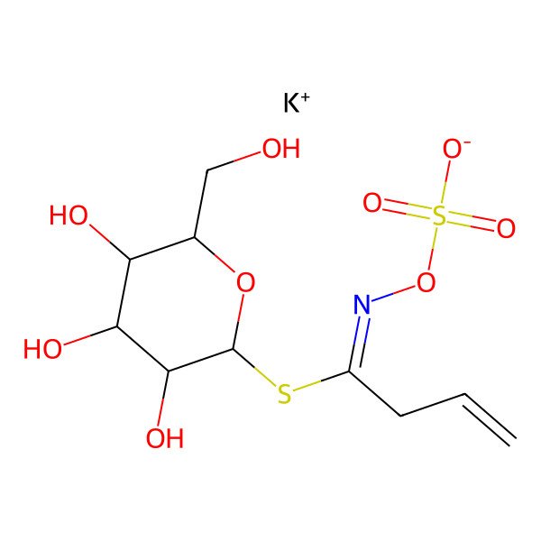 2D Structure of Potassium 1-(beta-D-glucopyranosylthio)but-3-enylideneaminooxysulphonate