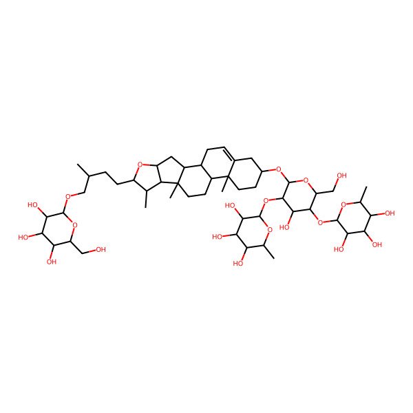 2D Structure of (2S,3R,4R,5R,6S)-2-[(2R,3S,4S,5R,6R)-4-hydroxy-2-(hydroxymethyl)-5-[(2S,3R,4R,5R,6S)-3,4,5-trihydroxy-6-methyloxan-2-yl]oxy-6-[[(1S,2S,4S,7S,8R,9S,12S,13R,16S)-7,9,13-trimethyl-6-[(3S)-3-methyl-4-[(2R,3R,4S,5S,6R)-3,4,5-trihydroxy-6-(hydroxymethyl)oxan-2-yl]oxybutyl]-5-oxapentacyclo[10.8.0.02,9.04,8.013,18]icos-18-en-16-yl]oxy]oxan-3-yl]oxy-6-methyloxane-3,4,5-triol