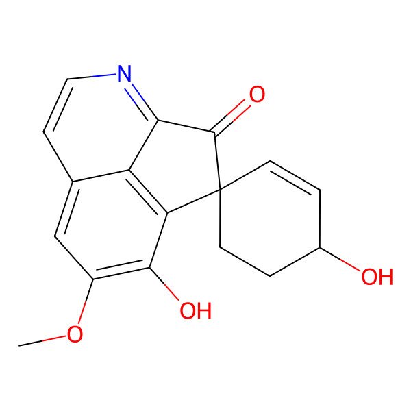 2D Structure of (2S)-6',11-dihydroxy-10-methoxyspiro[5-azatricyclo[6.3.1.04,12]dodeca-1(12),4,6,8,10-pentaene-2,3'-cyclohexene]-3-one