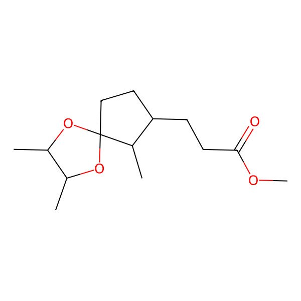 2D Structure of Propanoic acid, 3-(2,3,6-trimethyl-1,4-dioxaspiro[4.4]non-7-yl)-, methyl ester