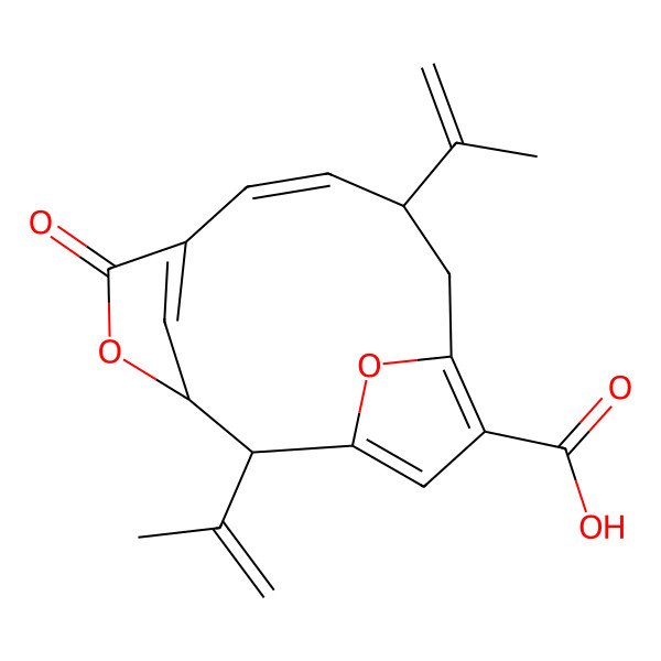 2D Structure of (2R,3R,7Z,9S)-5-oxo-2,9-bis(prop-1-en-2-yl)-4,14-dioxatricyclo[9.2.1.13,6]pentadeca-1(13),6(15),7,11-tetraene-12-carboxylic acid