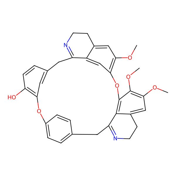 2D Structure of 20,21,25-Trimethoxy-8,23-dioxa-15,30-diazaheptacyclo[22.6.2.29,12.13,7.114,18.027,31.022,33]hexatriaconta-1(30),3(36),4,6,9(35),10,12(34),14,18,20,22(33),24,26,31-tetradecaen-6-ol