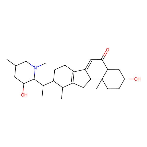 2D Structure of (3S,4aS,9S,10S,11aR,11bR)-3-hydroxy-9-[(1R)-1-[(2R,3R,5R)-3-hydroxy-1,5-dimethylpiperidin-2-yl]ethyl]-10,11b-dimethyl-2,3,4,4a,7,8,9,10,11,11a-decahydro-1H-benzo[a]fluoren-5-one