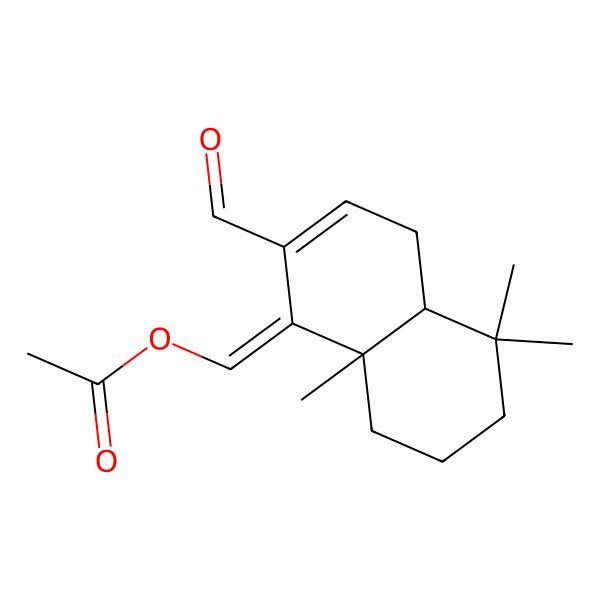 2D Structure of [(E)-[(4aS,8aS)-2-formyl-5,5,8a-trimethyl-4a,6,7,8-tetrahydro-4H-naphthalen-1-ylidene]methyl] acetate