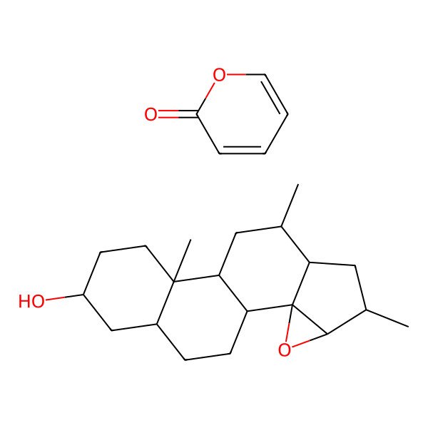 2D Structure of pyran-2-one;5,8,11-trimethyl-3-oxapentacyclo[8.8.0.02,4.02,7.011,16]octadecan-14-ol