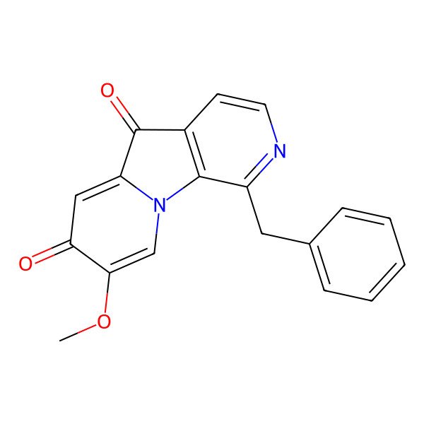 2D Structure of Pyrido[4,3-b]indolizine-5,7-dione, 8-methoxy-1-(phenylmethyl)-