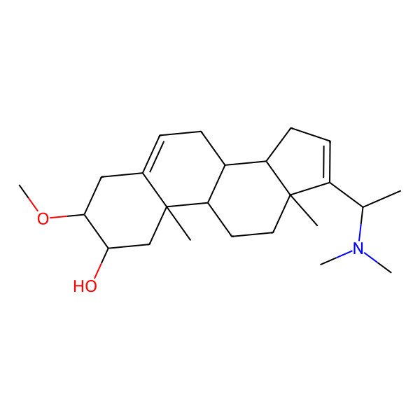 2D Structure of (2S,3R,8R,9S,10R,13S,14S)-17-[(1S)-1-(dimethylamino)ethyl]-3-methoxy-10,13-dimethyl-2,3,4,7,8,9,11,12,14,15-decahydro-1H-cyclopenta[a]phenanthren-2-ol