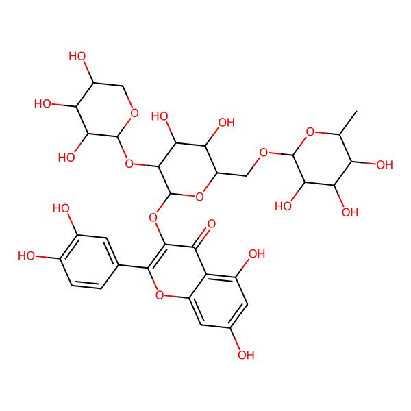 2D Structure of Quercetin 3-(2G-xylosylrutinoside)