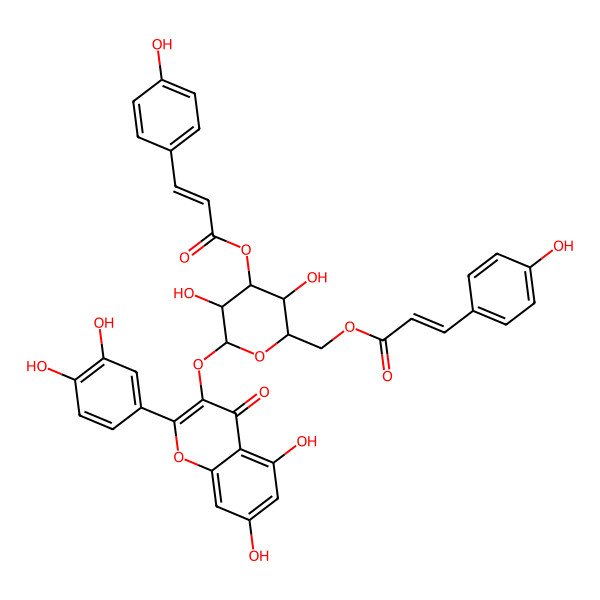 2D Structure of quercetin 3-O-(3',6"-O-di-p-coumaroyl)-glucoside