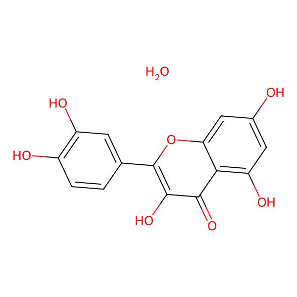 2D Structure of 2-(3,4-Dihydroxyphenyl)-3,5,7-trihydroxy-4H-1-benzopyran-4-one hydrate (1:?)