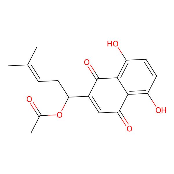 2D Structure of (R)-1-(5,8-Dihydroxy-1,4-dioxo-1,4-dihydronaphthalen-2-yl)-4-methylpent-3-en-1-yl acetate