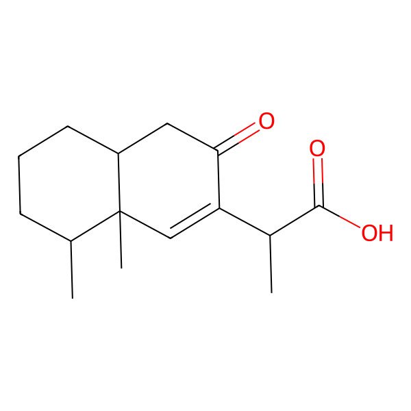 2D Structure of (R)-2-(2-Oxo-4abeta,5beta-dimethyl-1,2,4a,5,6,7,8,8abeta-octahydronaphthalene-3-yl)propanoic acid