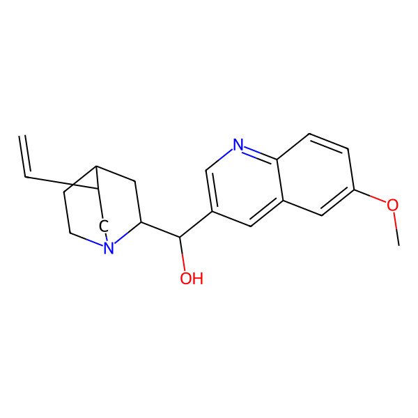 2D Structure of (R)-[(2R,5R)-5-ethenyl-1-azabicyclo[2.2.2]octan-2-yl]-(6-methoxyquinolin-3-yl)methanol