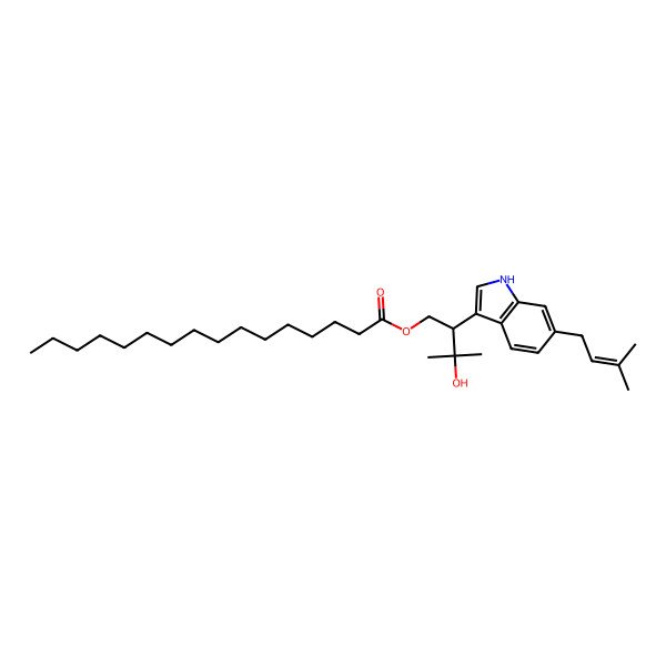 2D Structure of (R)-3-Methyl-2-[6-(3-methyl-2-butenyl)-1H-indol-3-yl]butane-1,3-diol 1-palmitate