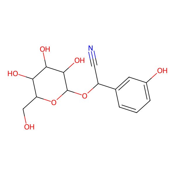 2D Structure of (R)-(beta-D-Glucopyranosyloxy)(3-hydroxyphenyl)acetonitrile