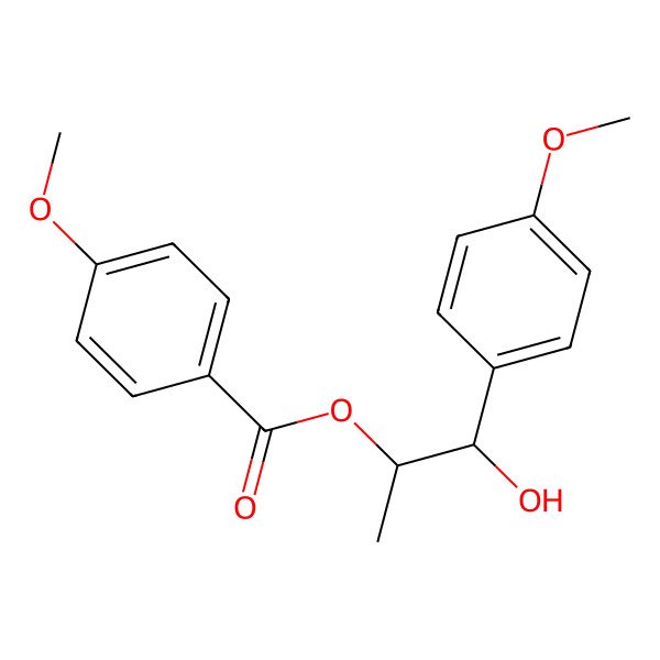 2D Structure of rel-(1R,2R)-2-Hydroxy-2-(4-methoxyphenyl)-1-methylethyl 4-methoxybenzoate