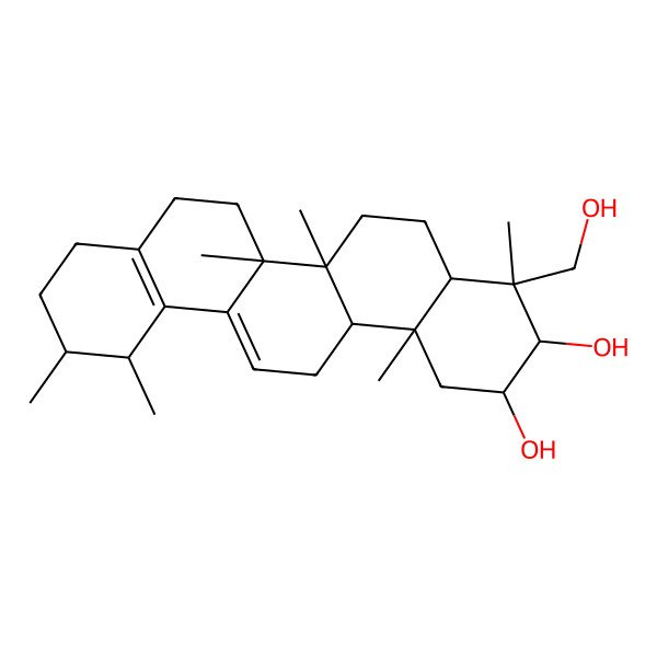 2D Structure of Rel-2alpha,3beta,23-trihydroxy-12,17-dien-28-norursane 2D Structure of Rel-2alpha,3beta,23-trihydroxy-12,17-dien-28-norursane