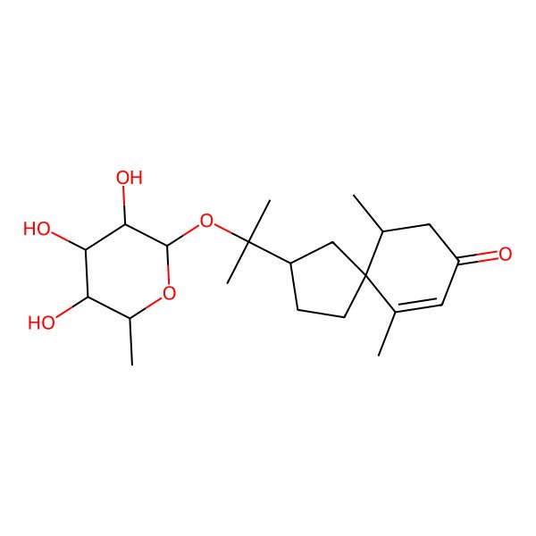 2D Structure of rel-(2R,5S,10S)-6,10-Dimethyl-2-[(1-methyl-1-beta-D-fucopyranosyloxy)ethyl]spiro[4.5]dec-6-en-8-one