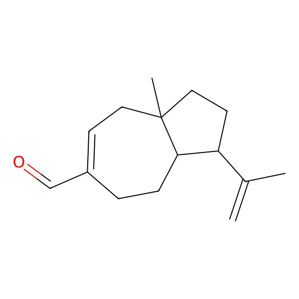 2D Structure of rel-(3R,3aR,8aS)-3-isopropenyl-8a-methyl-1,2,3,3a,4,5,8,8a-octahydroazulene-6-carbaldehyde