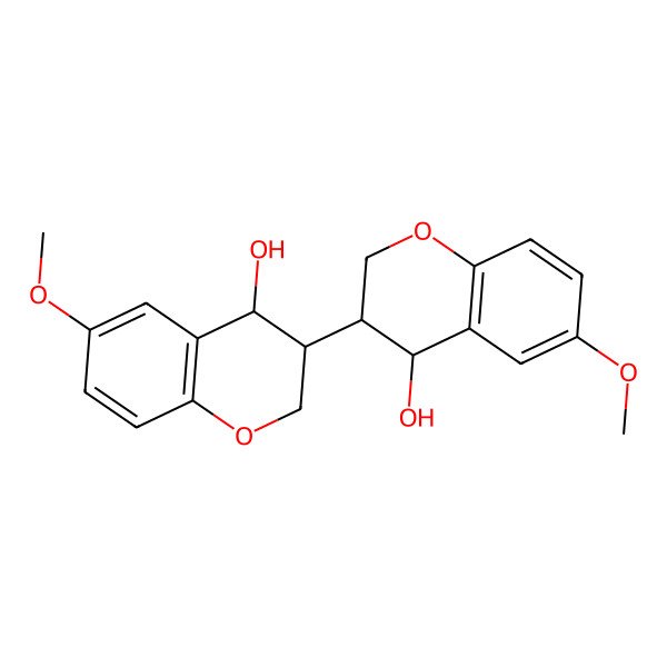 2D Structure of rel-(3r,3'S,4r,4's)-3,3',4,4'-tetrahydro-6,6'-dimethoxy[3,3'-bi-2h-benzopyran]-4,4'-di-ol