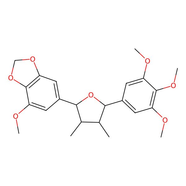 2D Structure of rel-(7R,8R,7'R,8'R)-3',4'-methylenedioxy-3,4,5,5'-tetramethoxy-7,7'-epoxylignan