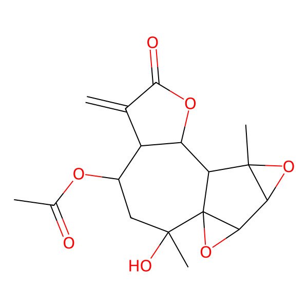 2D Structure of [(1R,2R,4S,5R,9S,10S,11S,13R,14S)-2-hydroxy-2,11-dimethyl-6-methylidene-7-oxo-8,12,15-trioxapentacyclo[8.5.0.01,14.05,9.011,13]pentadecan-4-yl] acetate