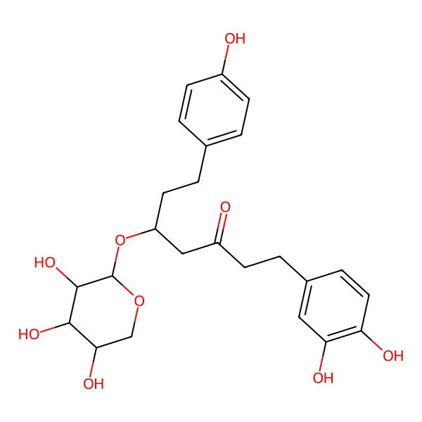 2D Structure of (S)-1-(3,4-Dihydroxyphenyl)-5-(beta-D-xylopyranosyloxy)-7-(4-hydroxyphenyl)-3-heptanone