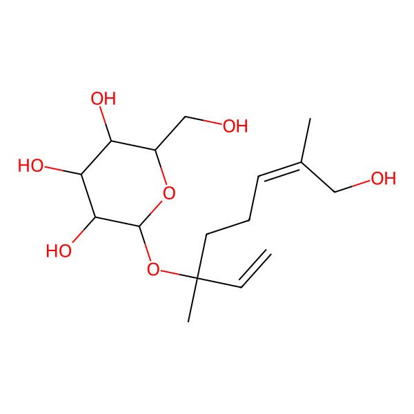 2D Structure of [(S)-1,5-Dimethyl-1-ethenyl-6-hydroxy-4-hexenyl]beta-D-glucopyranoside