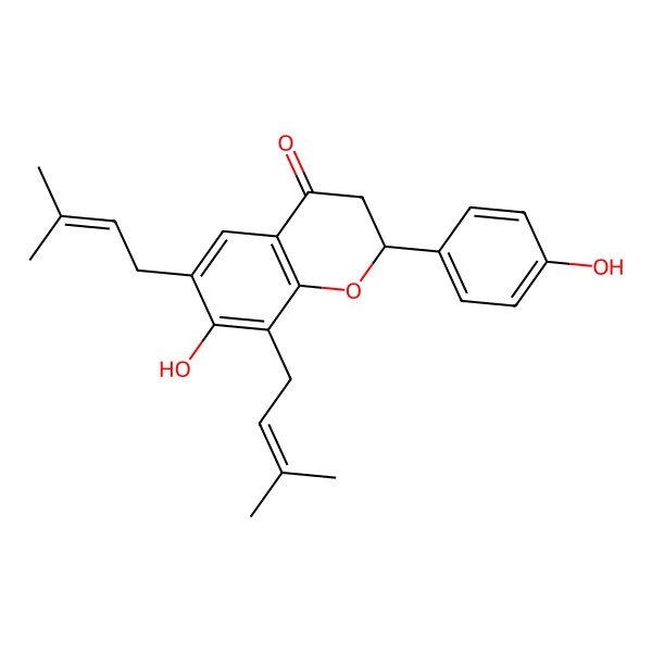 2D Structure of (S)-2,3-Dihydro-7-hydroxy-2-(4-hydroxyphenyl)-6,8-bis(3-methyl-2-butenyl)-4H-1-benzopyran-4-one