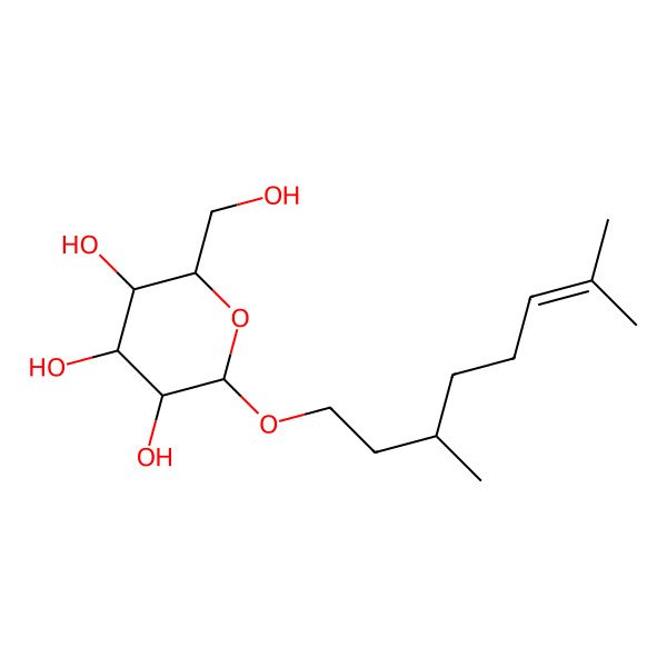 2D Structure of (2R,3R,4S,5S,6R)-2-[(3S)-3,7-dimethyloct-6-enoxy]-6-(hydroxymethyl)oxane-3,4,5-triol