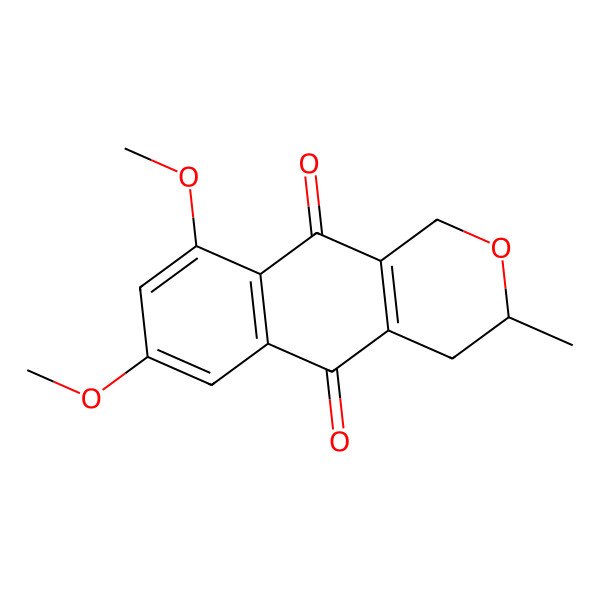 2D Structure of (S)-3beta-Methyl-7,9-dimethoxy-3,4,5,10-tetrahydro-1H-naphtho[2,3-c]pyran-5,10-dione