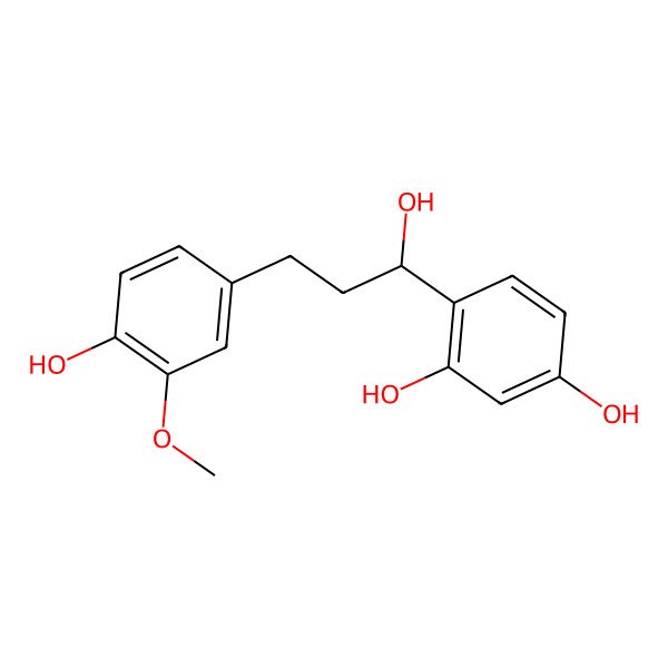 2D Structure of (s)-4-(1-Hydroxy-3-(4-hydroxy-3-methoxyphenyl)propyl)benzene-1,3-diol