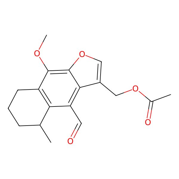 2D Structure of (S)-4-Formyl-5,6,7,8-tetrahydro-9-methoxy-5-methylnaphtho[2,3-b]furan-3-methanol acetate