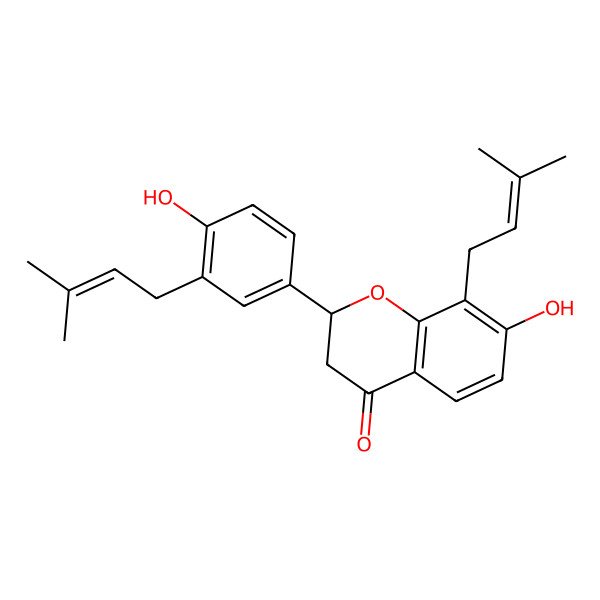 2D Structure of (S)-4',7-Dihydroxy-3',8-diprenylflavanone 2D Structure of (S)-4',7-Dihydroxy-3',8-diprenylflavanone
