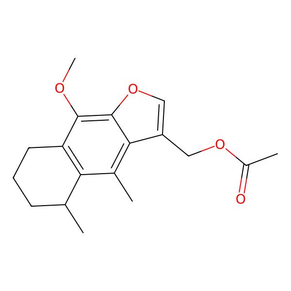 2D Structure of (S)-5,6,7,8-Tetrahydro-9-methoxy-4,5-dimethylnaphtho[2,3-b]furan-3-methanol acetate