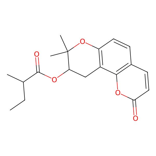 2D Structure of (S)-8,8-Dimethyl-2-oxo-2,8,9,10-tetrahydropyrano[2,3-f]chromen-9-yl 2-methylbutanoate