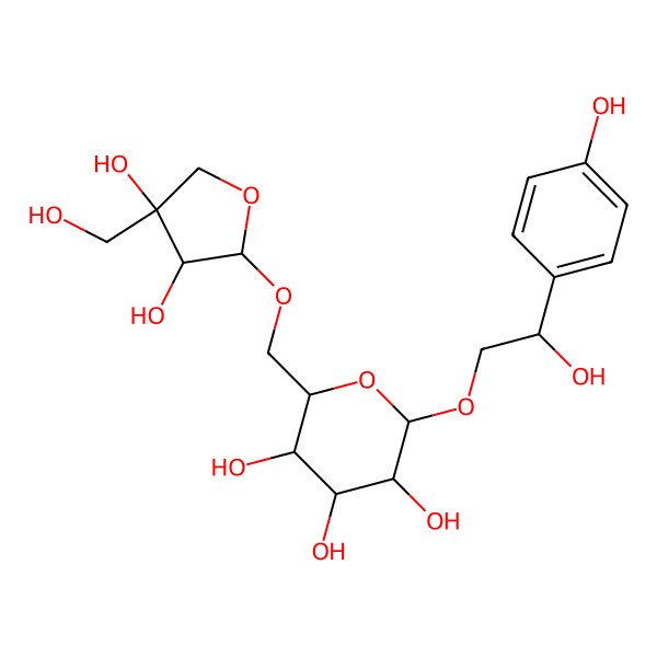 2D Structure of [(S)-beta,4-Dihydroxyphenethyl]6-O-D-apio-beta-D-furanosyl-beta-D-glucopyranoside