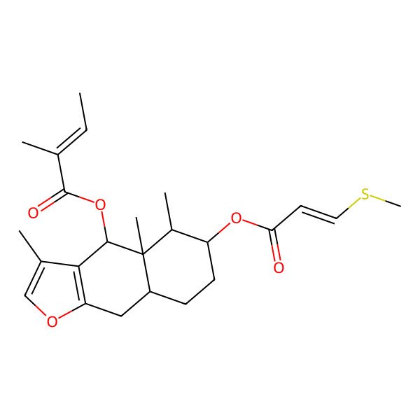 2D Structure of [(4S,4aS,5R,8aR)-3,4a,5-trimethyl-6-[(E)-3-methylsulfanylprop-2-enoyl]oxy-5,6,7,8,8a,9-hexahydro-4H-benzo[f][1]benzofuran-4-yl] (Z)-2-methylbut-2-enoate