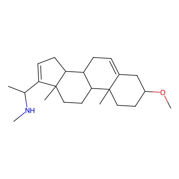 2D Structure of (1S)-1-[(3S,8R,9S,10R,13S,14S)-3-methoxy-10,13-dimethyl-2,3,4,7,8,9,11,12,14,15-decahydro-1H-cyclopenta[a]phenanthren-17-yl]-N-methylethanamine
