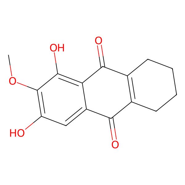 2D Structure of 5,7-Dihydroxy-6-Methoxy-1,2,3,4-Tetrahydroanthracene-9,10-Dione