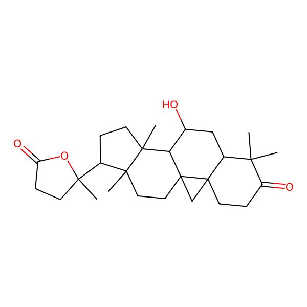 2D Structure of (5S)-5-[(1S,3R,8R,10S,11S,12S,15S,16R)-10-hydroxy-7,7,12,16-tetramethyl-6-oxo-15-pentacyclo[9.7.0.01,3.03,8.012,16]octadecanyl]-5-methyloxolan-2-one