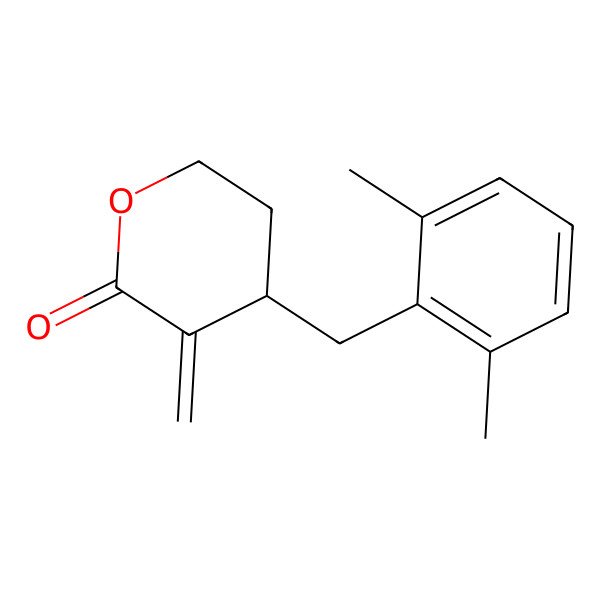 2D Structure of (4S)-4-[(2,6-dimethylphenyl)methyl]-3-methylideneoxan-2-one