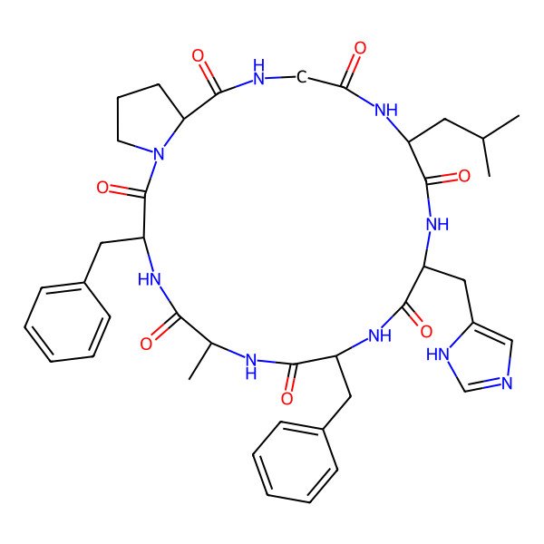 2D Structure of cyclo[Ala-Phe-Pro-Gly-Leu-His-Phe]