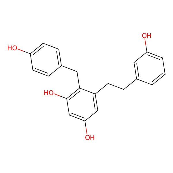 2D Structure of 5-[2-(3-Hydroxyphenyl)ethyl]-4-[(4-hydroxyphenyl)methyl]benzene-1,3-diol
