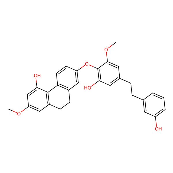 2D Structure of 7-[2-Hydroxy-4-[2-(3-hydroxyphenyl)ethyl]-6-methoxyphenoxy]-2-methoxy-9,10-dihydrophenanthren-4-ol