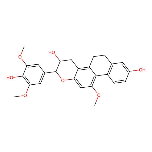 2D Structure of (2S,3R)-2-(4-hydroxy-3,5-dimethoxyphenyl)-11-methoxy-3,4,5,6-tetrahydro-2H-naphtho[2,1-f]chromene-3,8-diol