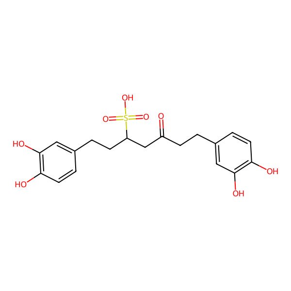 2D Structure of 1,7-Bis(3,4-dihydroxyphenyl)-5-oxoheptane-3-sulfonic acid 2D Structure of 1,7-Bis(3,4-dihydroxyphenyl)-5-oxoheptane-3-sulfonic acid