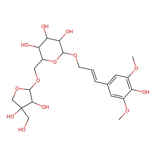 2D Structure of Sinapyl 9-O-(6-O-beta-D-apiofuranosyl-beta-D-glucopyranoside)